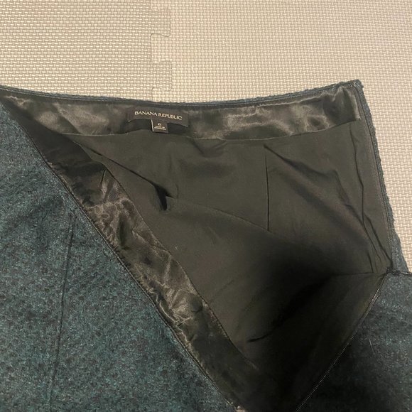 Banana Republic Womens Pieced Flannel Tweed Pencil Skirt Wool Green - Picture 3 of 6
